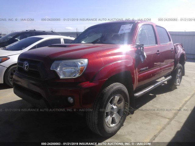 3TMJU4GNXEM164443 - 2014 TOYOTA TACOMA DOUBLE CAB PRERUNNER RED photo 2