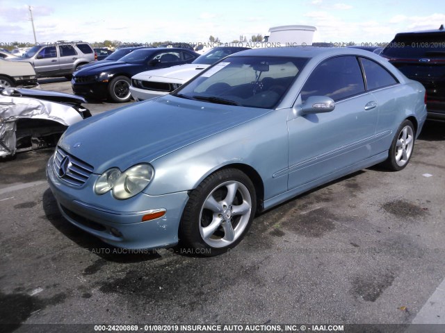 WDBTJ65J54F108291 - 2004 MERCEDES-BENZ CLK 320C TEAL photo 2