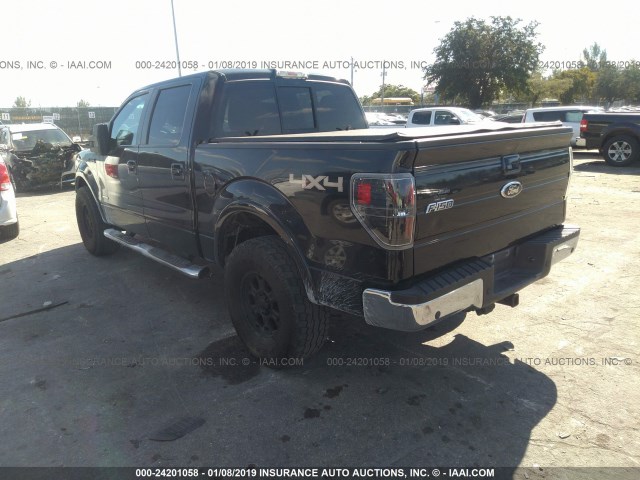 1FTFW1ET7BFB95628 - 2011 FORD F150 SUPERCREW BLACK photo 3