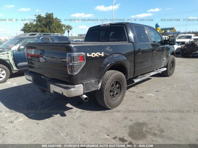 1FTFW1ET7BFB95628 - 2011 FORD F150 SUPERCREW BLACK photo 4