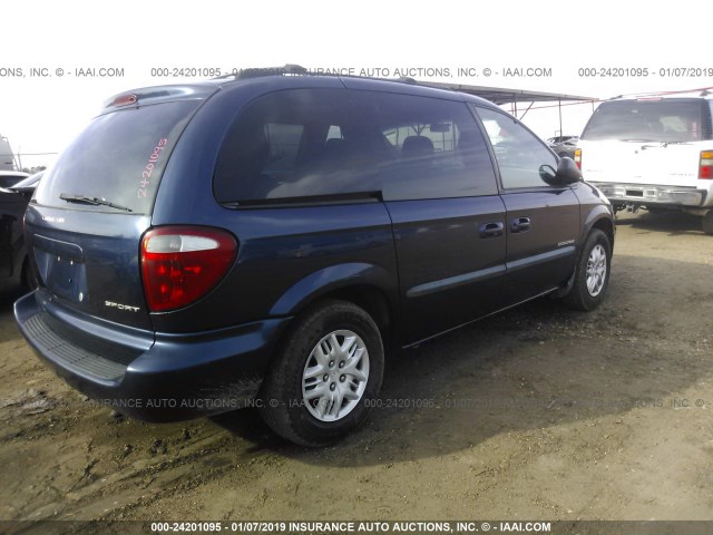 1B4GP45G61B108732 - 2001 DODGE CARAVAN SPORT BLUE photo 4