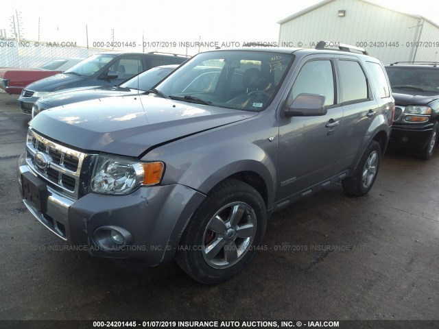 1FMCU94178KE73978 - 2008 FORD ESCAPE LIMITED GRAY photo 2