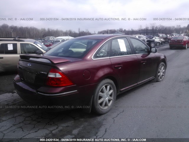 1FAFP25116G174474 - 2006 FORD FIVE HUNDRED LIMITED BURGUNDY photo 4