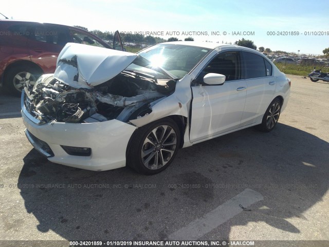 1HGCR2F52FA206961 - 2015 HONDA ACCORD SPORT WHITE photo 2