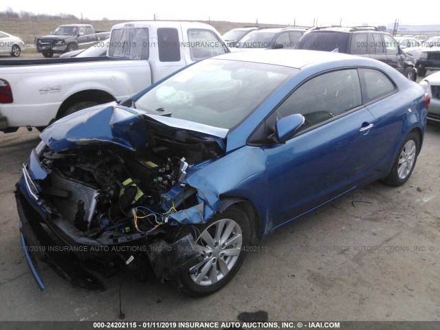 KNAFX6A83E5243144 - 2014 KIA FORTE EX BLUE photo 2