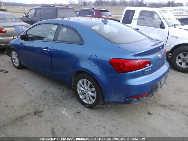 KNAFX6A83E5243144 - 2014 KIA FORTE EX BLUE photo 3