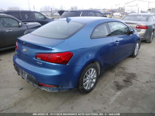 KNAFX6A83E5243144 - 2014 KIA FORTE EX BLUE photo 4