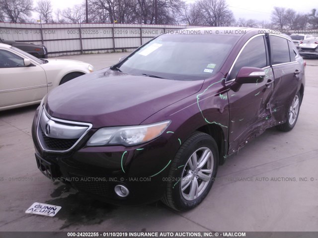 5J8TB3H57EL007236 - 2014 ACURA RDX TECHNOLOGY MAROON photo 2