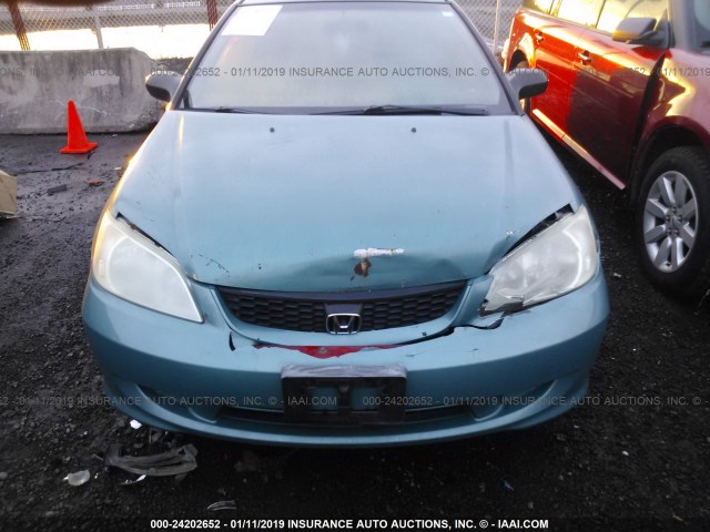 1HGEM22154L036784 - 2004 HONDA CIVIC DX VP TEAL photo 6