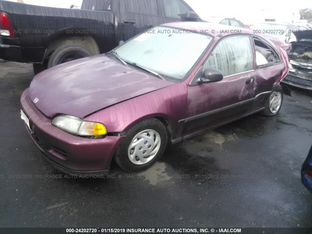 2HGEJ2221RH520683 - 1994 HONDA CIVIC DX PURPLE photo 2