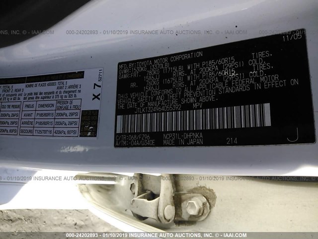 JTLKT324964055392 - 2006 TOYOTA SCION XB Ақ фото 9