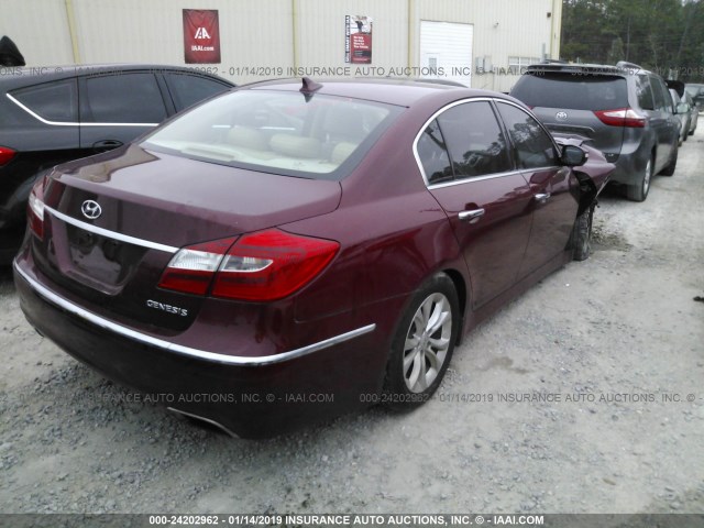 KMHGC4DD6DU225446 - 2013 HYUNDAI GENESIS 3.8L MAROON photo 4