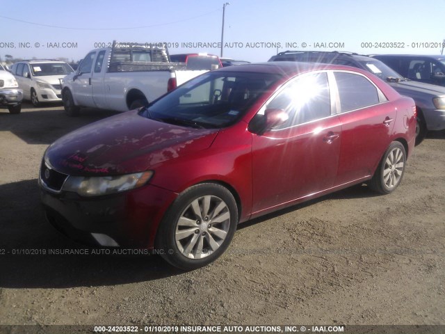 KNAFW4A34A5067954 - 2010 KIA FORTE SX MAROON photo 2