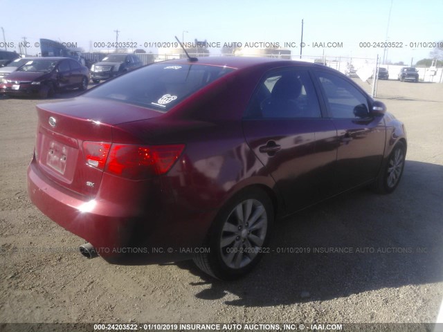 KNAFW4A34A5067954 - 2010 KIA FORTE SX MAROON photo 4