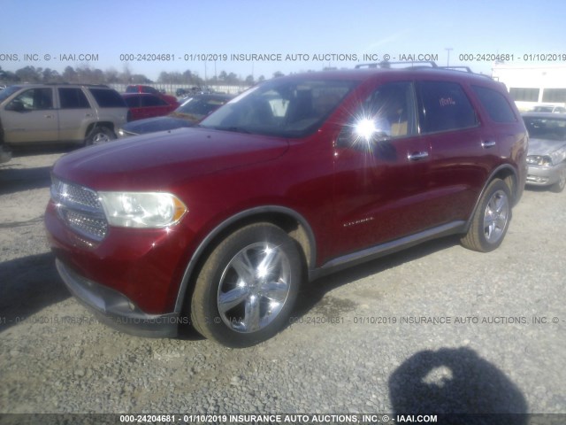 1D4SD5GT5BC592459 - 2011 DODGE DURANGO CITADEL MAROON photo 2