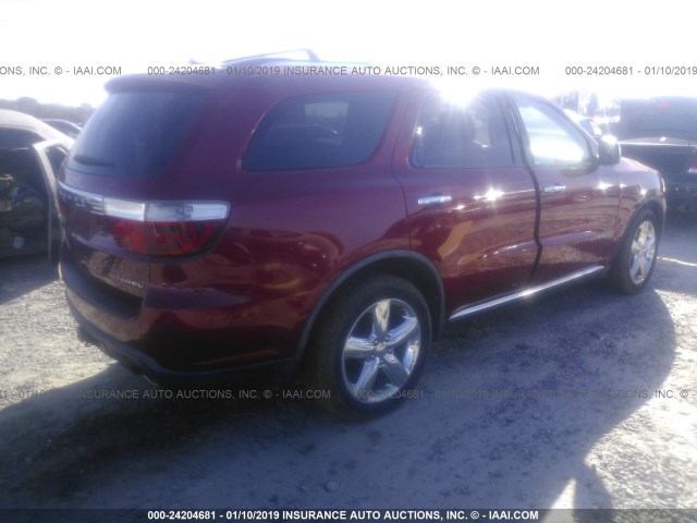 1D4SD5GT5BC592459 - 2011 DODGE DURANGO CITADEL MAROON photo 4