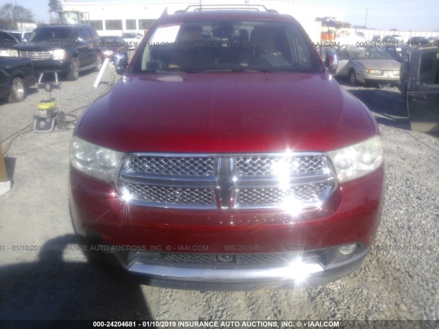 1D4SD5GT5BC592459 - 2011 DODGE DURANGO CITADEL MAROON photo 6