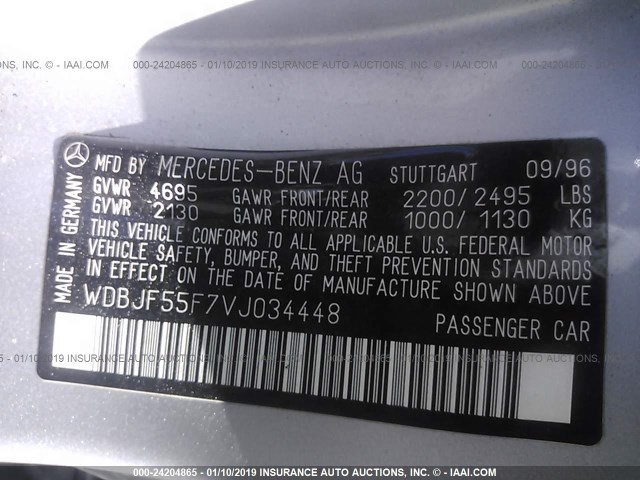 WDBJF55F7VJ034448 - 1997 MERCEDES-BENZ E 320 GRAY photo 9