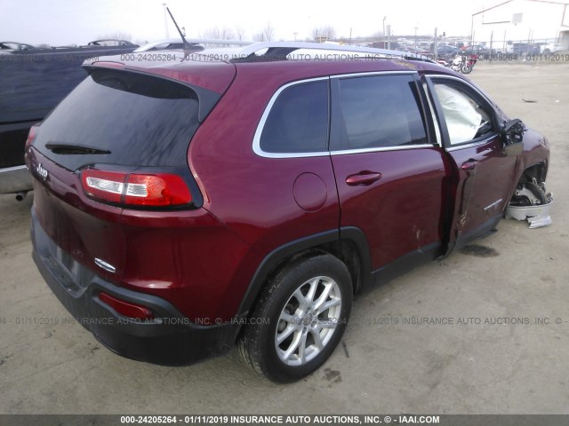 1C4PJLCB1EW155672 - 2014 JEEP CHEROKEE LATITUDE RED photo 4