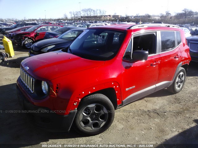 ZACCJAAB4HPE49252 - 2017 JEEP RENEGADE SPORT RED photo 2
