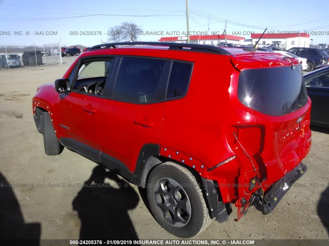 ZACCJAAB4HPE49252 - 2017 JEEP RENEGADE SPORT RED photo 3