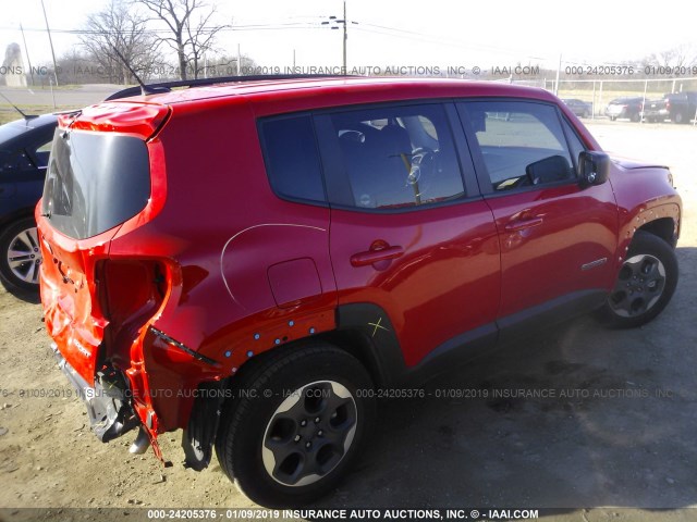 ZACCJAAB4HPE49252 - 2017 JEEP RENEGADE SPORT RED photo 4