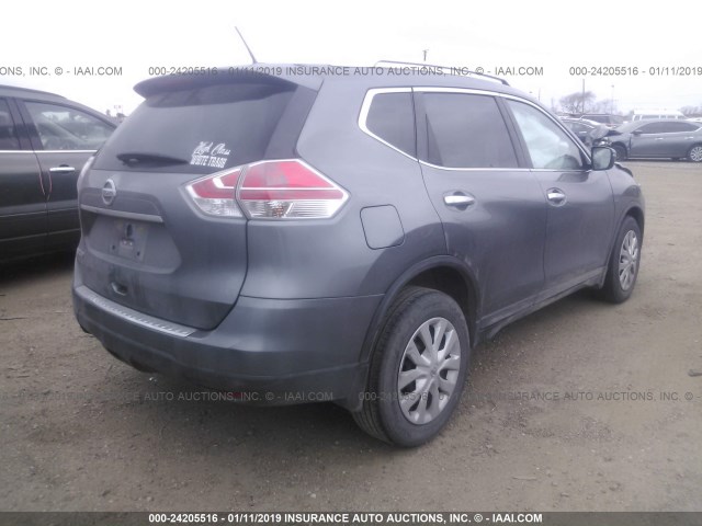 KNMAT2MT8GP681943 - 2016 NISSAN ROGUE S/SL/SV GRAY photo 4