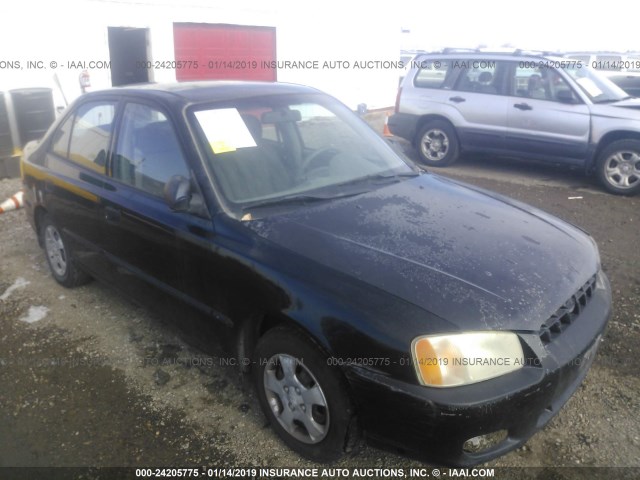 KMHCG45C72U333726 - 2002 HYUNDAI ACCENT GL BLACK photo 6