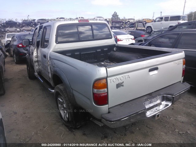 5TEHN72N42Z012466 - 2002 TOYOTA TACOMA DOUBLE CAB 银色 照片 3