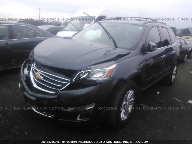 1GNKRHKD1EJ133355 - 2014 CHEVROLET TRAVERSE LT GRAY photo 2