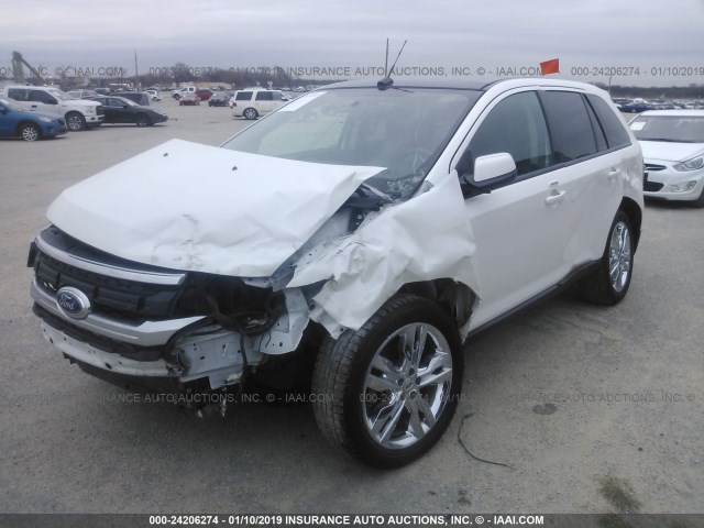 2FMDK3JC8DBA58038 - 2013 FORD EDGE SEL WHITE photo 2