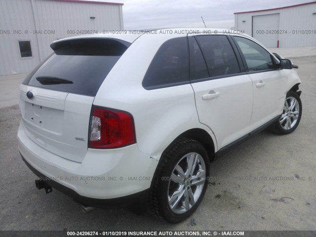 2FMDK3JC8DBA58038 - 2013 FORD EDGE SEL WHITE photo 4