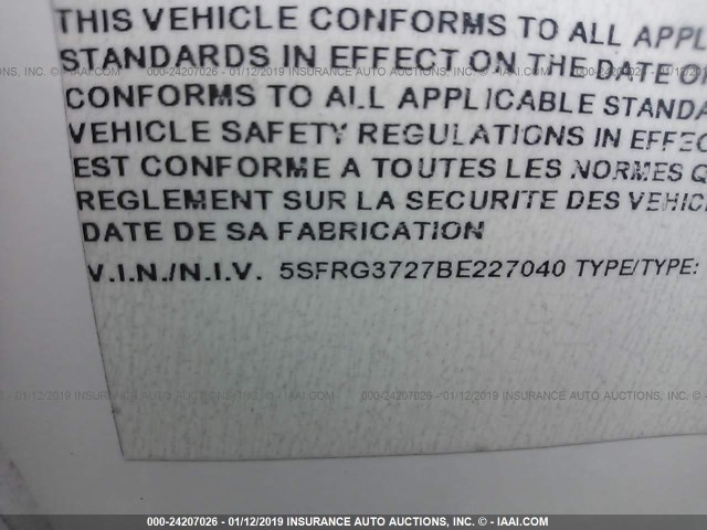 5SFRG3727BE227040 - 2011 HEARTLAND ELKR34QSRL  თეთრი ფოტო 9