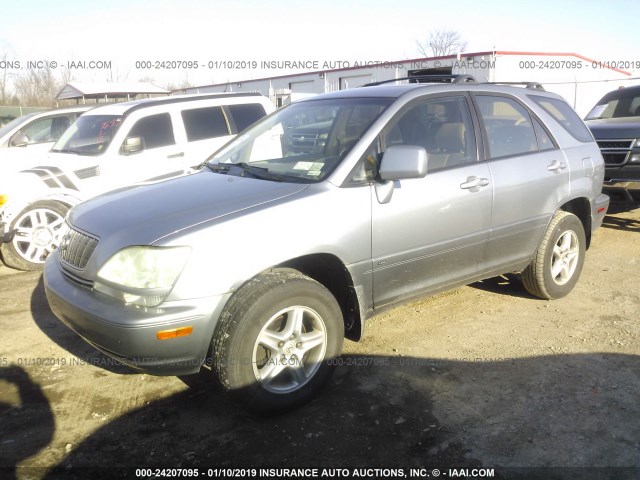 JTJHF10U720236526 - 2002 LEXUS RX 300 Light Blue photo 2