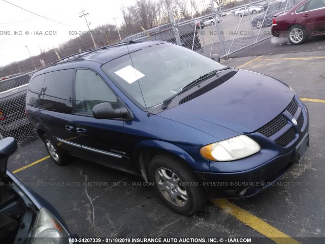 2B8GP54L71R116259 - 2001 DODGE GRAND CARAVAN ES BLUE photo 1