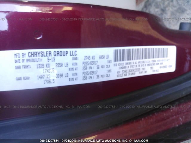 2C4RC1BG4ER159325 - 2014 CHRYSLER TOWN & COUNTRY TOURING MAROON photo 9