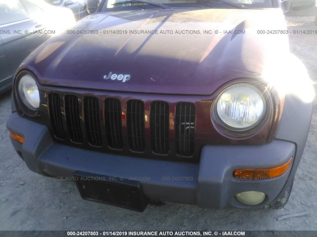 1J4GL48KX3W632924 - 2003 JEEP LIBERTY SPORT/FREEDOM MAROON photo 6