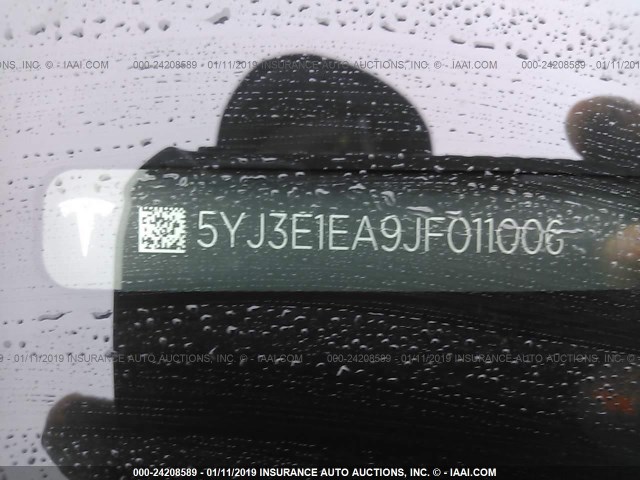 5YJ3E1EA9JF011006 - 2018 TESLA MODEL 3 SILVER photo 9