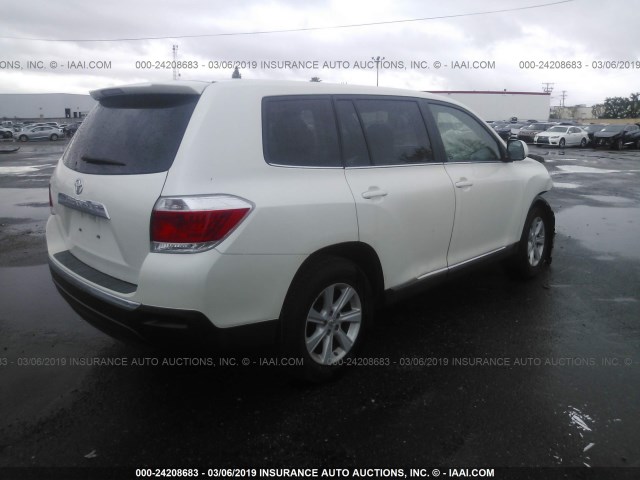 5TDZA3EH5DS044115 - 2013 TOYOTA HIGHLANDER PLUS WHITE photo 4