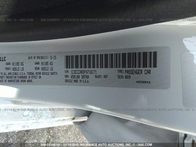 1C3CCCAB3FN716171 - 2015 CHRYSLER 200 LIMITED WHITE photo 9