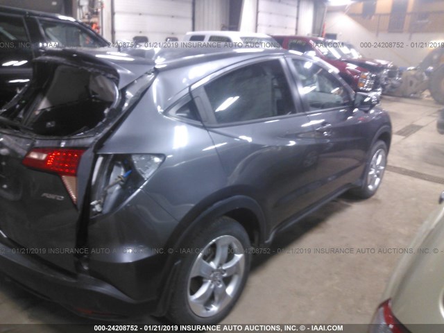 3CZRU6H5XGM744768 - 2016 HONDA HR-V EX GRAY photo 4