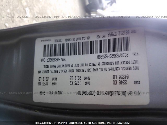 2C3KA53G26H525288 - 2006 CHRYSLER 300 TOURING SILVER photo 9