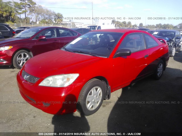 1HGEM22185L014246 - 2005 HONDA CIVIC DX VP RED photo 2