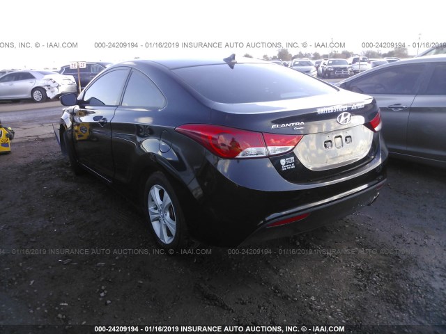 KMHDH6AEXDU003070 - 2013 HYUNDAI ELANTRA COUPE GS/SE BLACK photo 3