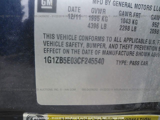 1G1ZB5E03CF245540 - 2012 CHEVROLET MALIBU LS Dark Blue photo 7
