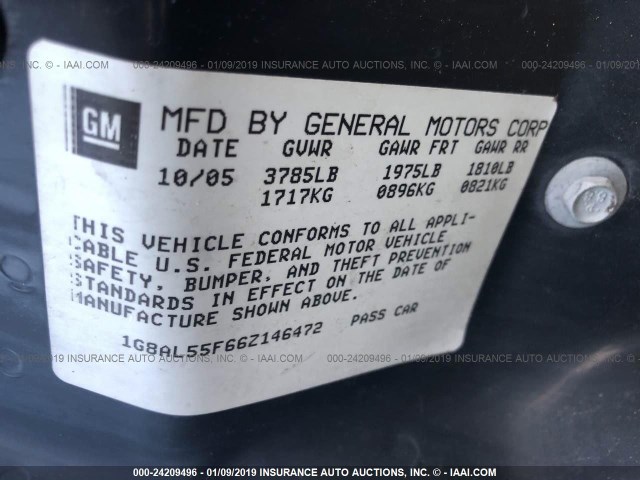 1G8A155F66Z146472 - 2006 SATURN ION LEVEL 3 GOLD photo 9