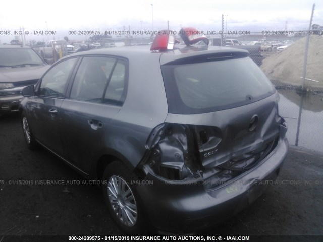 WVWDB7AJ1CW055392 - 2012 VOLKSWAGEN GOLF 灰色 照片 3