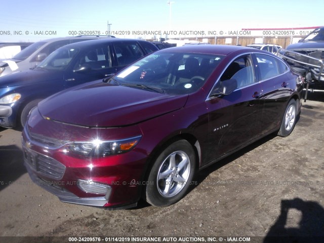 1G1ZB5ST4GF324087 - 2016 CHEVROLET MALIBU LS MAROON photo 2