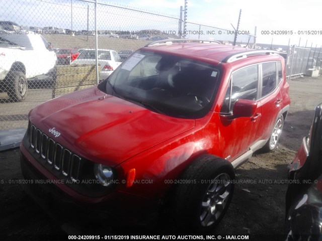 ZACCJABB6HPF42322 - 2017 JEEP RENEGADE LATITUDE RED photo 2