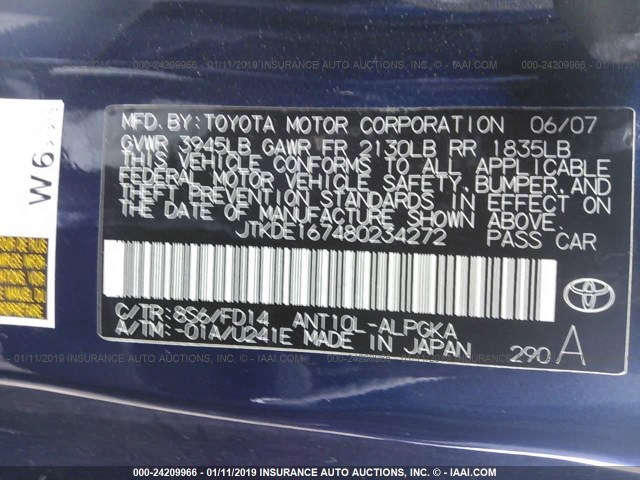 JTKDE167480234272 - 2008 TOYOTA SCION TC 蓝色 照片 9